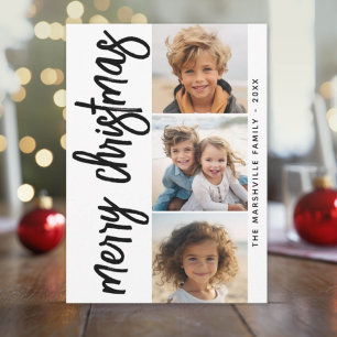 Cartes Pour Fêtes Annuelles 3 Photo Collage Joyeux Noël - noir blanc