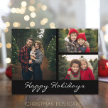 Cartes Pour Fêtes Annuelles 3 photo Collage Noël - noir minimal<br><div class="desc">CONSEIL PHOTO : Si vous téléchargez vos photos et qu'elles ne correspondent pas,  cliquez sur le bouton CUSTOMISER CETTE. Cela peut prendre un peu de patience,  mais vous pouvez bouger et redimensionner votre photo. Vous pouvez également modifier et déplacer le type !</div>