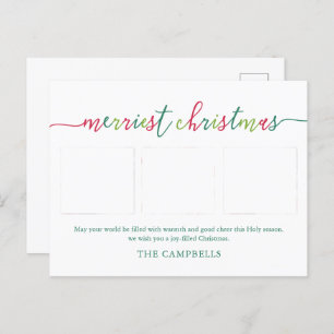 Cartes Pour Fêtes Annuelles 3 Photo Collage Script moderne "Joyeux Noël