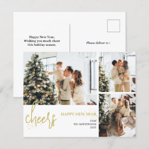 Cartes Pour Fêtes Annuelles 3 Photo Écriture Élégante Moderne Bonne Année