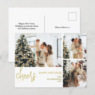 Cartes Pour Fêtes Annuelles 3 Photo Élégant Script Moderne Bonne année