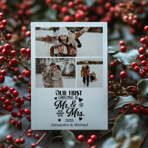 Cartes Pour Fêtes Annuelles 3 Photo Flocons de Neige Minimalistes Noël M et Mm