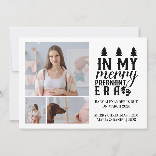 Cartes Pour Fêtes Annuelles 3 Photo In My Merry Pregnant Era Christmas (Devant)