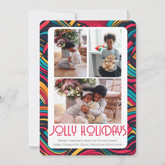 Cartes Pour Fêtes Annuelles 3 Photo Jolly Fêtes Noël (Devant)