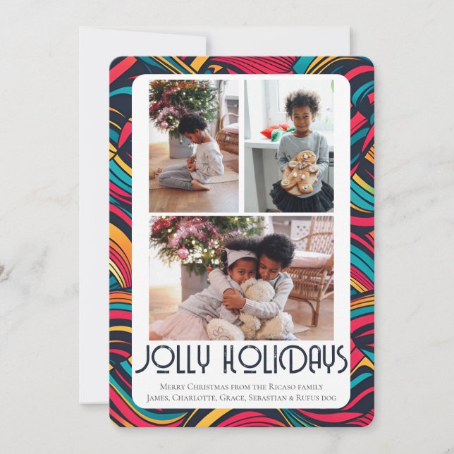 Cartes Pour Fêtes Annuelles 3 Photo Jolly Fêtes Noël (Devant)