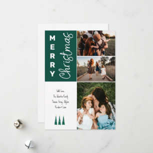 Cartes Pour Fêtes Annuelles 3 Photo Merry Christmas Card - Vert
