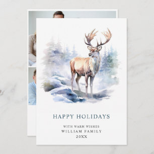 Cartes Pour Fêtes Annuelles 3 PHOTO Minimaliste Élégant Cerf Noël