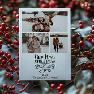 Cartes Pour Fêtes Annuelles 3 Photo Minimaliste Noël des Jeunes Mariés