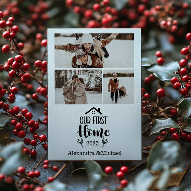 Cartes Pour Fêtes Annuelles 3 Photo Minimialist Christmas Our First Home (Créateur téléchargé)