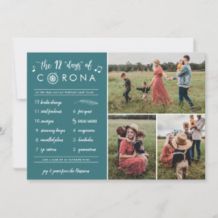 Cartes Pour Fêtes Annuelles 3 Photo Modern Funny Douze Jours Corona Turquoise
