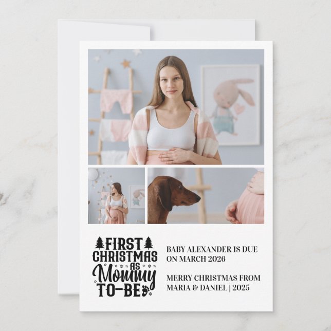 Cartes Pour Fêtes Annuelles 3 Photo Mommy to be Christmas Pregancy (Devant)