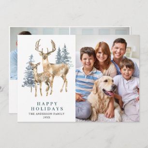 Cartes Pour Fêtes Annuelles 3 PHOTO Noël Elégant cerf sapin