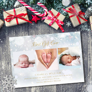 Cartes Pour Fêtes Annuelles 3 Photo Noël Hiver Givre Naissance Annonce