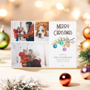 Cartes Pour Fêtes Annuelles 3 Photo Pine Fir Branche Ornement Joyeux Noël