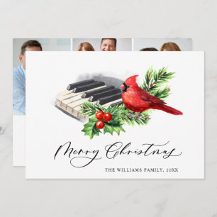 Cartes Pour Fêtes Annuelles 3 PHOTO Red Cardinal Holly Berry Christmas