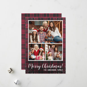 Cartes Pour Fêtes Annuelles 3 Photo Rouge Plaid Russe Noël Holiday