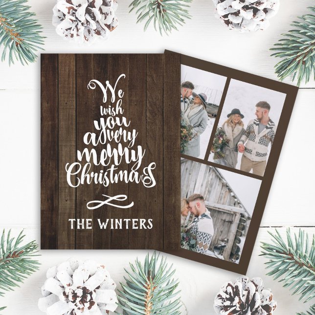 Cartes Pour Fêtes Annuelles 3 Photo Rusitc Bois Lettre d'arbre de Noël Photo (Créateur téléchargé)