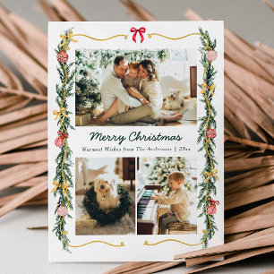 Cartes Pour Fêtes Annuelles 3 Photo Style Noël Vert et Vacances