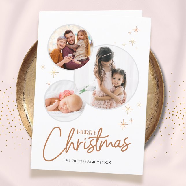 Cartes Pour Fêtes Annuelles 3 Photos cercle familial Joyeux Noël (Créateur téléchargé)