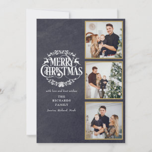 Cartes Pour Fêtes Annuelles 3 photos montage Joyeux Noël tableau noir