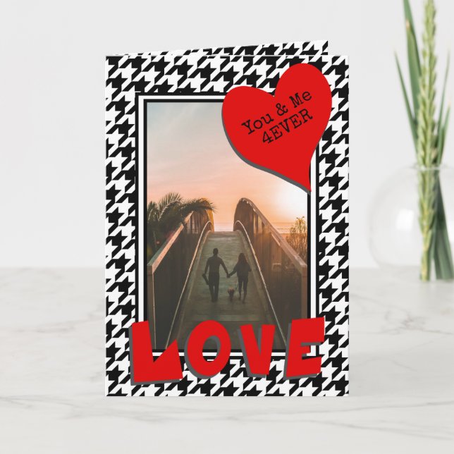 Cartes Pour Fêtes Annuelles 3 Photos Red Love Heart Notes Classic Houndstooth (Devant)