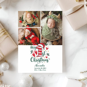 Cartes Pour Fêtes Annuelles 3 Sucre de canne photo Bébé 1er Noël