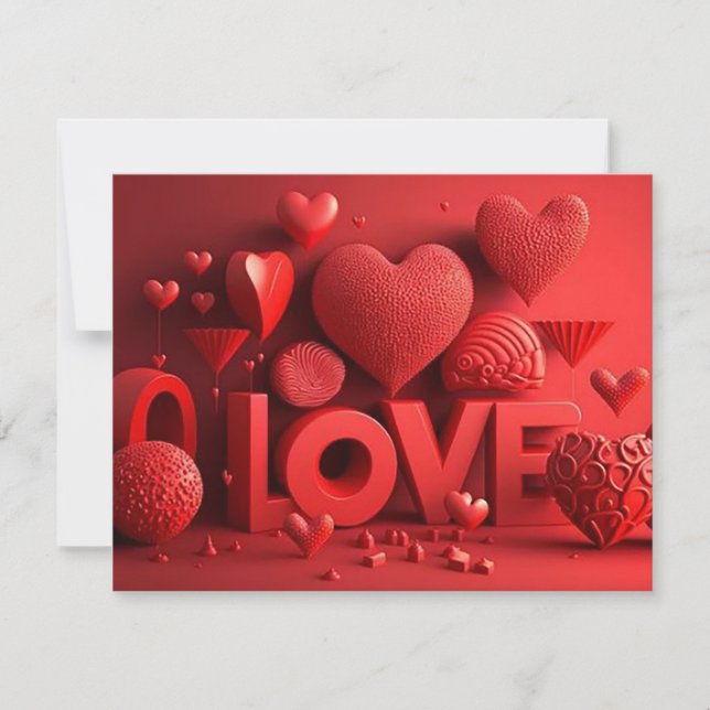 CARTES POUR FÊTES ANNUELLES 3D LOVE (Devant)