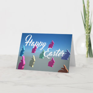 Cartes Pour Fêtes Annuelles 3D Rabbits Happy Pâques Tender Pastel couleur cart