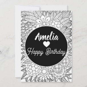 Cartes Pour Fêtes Annuelles 40e 50e Fête d'anniversaire Adulte Floral Coloriag