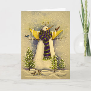 Cartes Pour Fêtes Annuelles 4881 Ange des neiges et oiseaux Noël