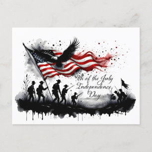 Cartes Pour Fêtes Annuelles 4 juillet art patriotique avec drapeau et soldats