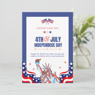 Cartes Pour Fêtes Annuelles 4 juillet heureux   Bleu Rouge Bleu Étoiles & Band