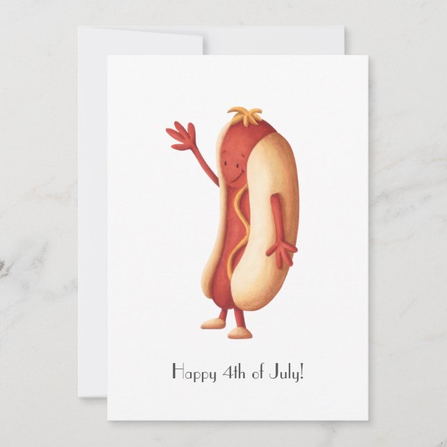 Cartes Pour Fêtes Annuelles 4 juillet Hot Dog (Devant)