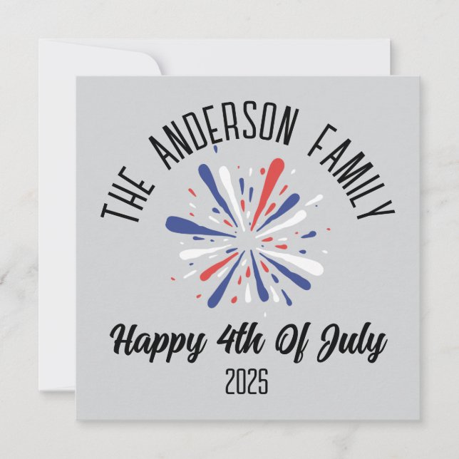 Cartes Pour Fêtes Annuelles 4 juillet Jour de l'Indépendance Nom personnalisé (Devant)