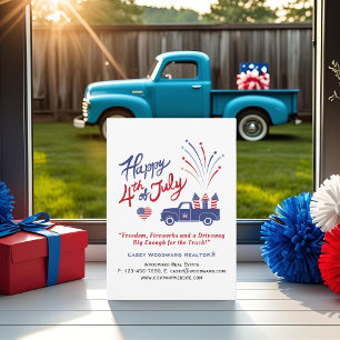 Cartes Pour Fêtes Annuelles 4 juillet Patriotique Truck Immobilier Editable
