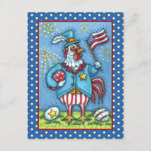 Cartes Pour Fêtes Annuelles 4 juillet ROOSTER, FUNNY PATRIOTIC POULET