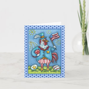 Cartes Pour Fêtes Annuelles 4 juillet ROOSTER, VERRE DE POULET PATRIOTIQUE AMU