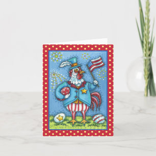 Cartes Pour Fêtes Annuelles 4 juillet ROOSTER, VERRE DE POULET PATRIOTIQUE AMU