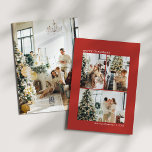 Cartes Pour Fêtes Annuelles 4 Machine à écrire photo Rouge minimaliste Joyeux<br><div class="desc">Minimaliste 4 Photo ( 3 photo collage à l'avant,  1 photo à l'arrière) Typographie de machine à écrire Joyeux Noël Carte de vacances en Rouge Festif</div>