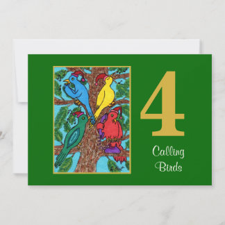 Cartes Pour Fêtes Annuelles 4 oiseaux appelants animaux mignons Noël de