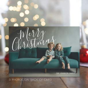 Cartes Pour Fêtes Annuelles 4 Photo (3 au dos) Calligraphie Joyeux Noël