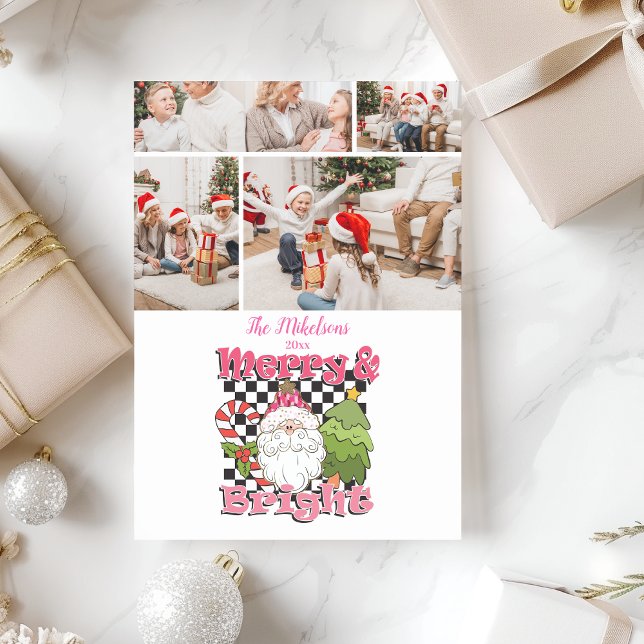 Cartes Pour Fêtes Annuelles 4 Photo à Carreaux Joyeux & Lumineux Noël (Créateur téléchargé)