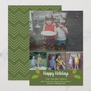 Cartes Pour Fêtes Annuelles 4 Photo Collage de Noël - Retro Holly