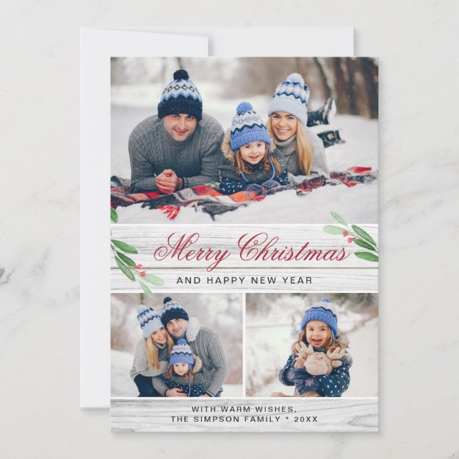 Cartes Pour Fêtes Annuelles 4 PHOTO Collage Joyeux voeux de Noël (Devant)