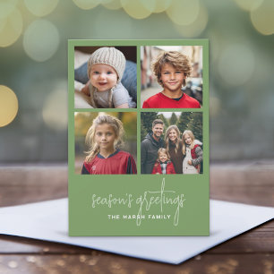 Cartes Pour Fêtes Annuelles 4 Photo Collage Minimal Noël saison verte
