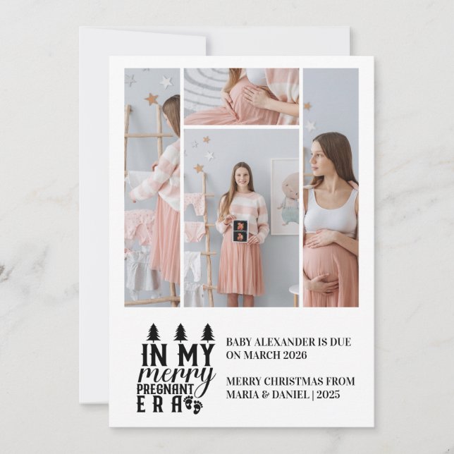 Cartes Pour Fêtes Annuelles 4 Photo Dans Mon Joyeux Noël De L'Époque Enceinte (Devant)