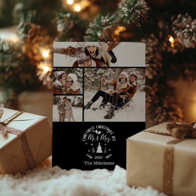 Cartes Pour Fêtes Annuelles 4 Photo First Christmas as Mr. & Mrs (Créateur téléchargé)