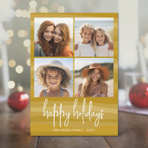 Cartes Pour Fêtes Annuelles 4 Photo Gold Curves Biologiques - Joyeux Noël