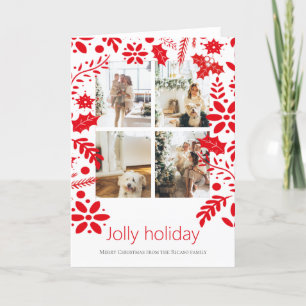 Cartes Pour Fêtes Annuelles 4 Photo Jolly Holiday Fleur nordique Noël