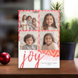 Cartes Pour Fêtes Annuelles 4 Photo Joy Joyeux Noël Aquarelle rouge<br><div class="desc">Utilisez quatre photos carrés et faites un accueil unique et branché Joyeux Noël avec un motif d'aquarelle lumineux et joyeux sur le dos. Si vous avez besoin de déplacer quelque chose,  cliquez sur le bouton personnaliser pour apporter des modifications.</div>